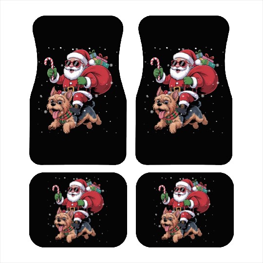 Santa Claus Yorkie Dog Christmas In July Car Mats