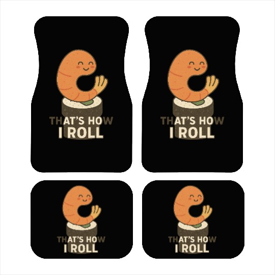 Cute Sushi Shrimp Roll Illustration Car Mats