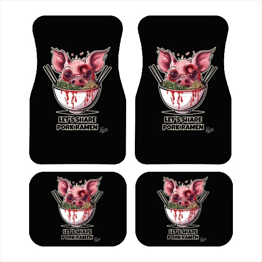 Zombie Pig in Ramen Bowl Horror Food Art Car Mats