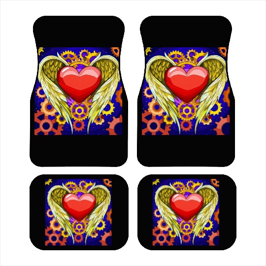 Mechanical Heart with Angel Wings Car Mats