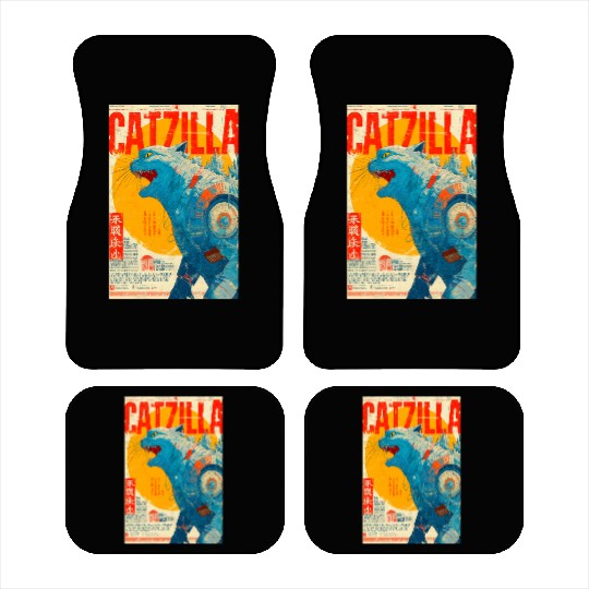 Catzilla Retro Movie Poster Car Mats