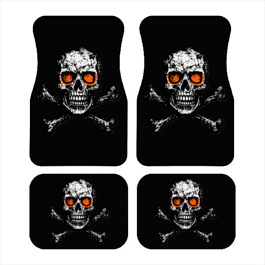 Grunge Skull Crossbones Orange Eyes Car Mats