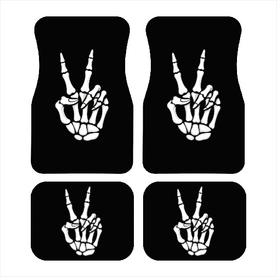 Skeleton Hand Peace Sign Cool Halloween Car Mats