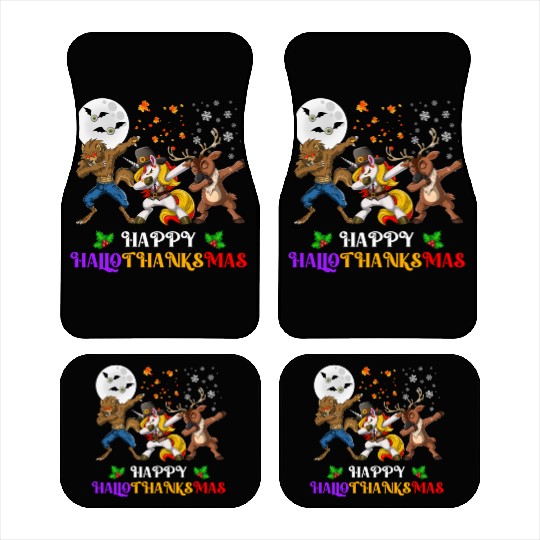 Happy Hallothanksmas Dabbing werewolf Unicorn Deer Car Mats