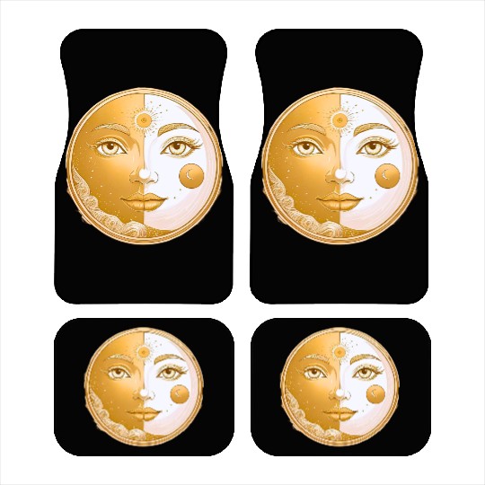 Celestial  Lunar Sun Face Art Car Mats