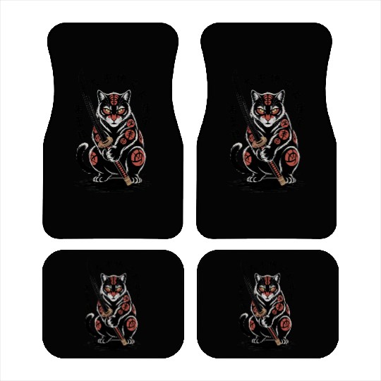 Mythical Japanese Warrior Cat Design Car Mats