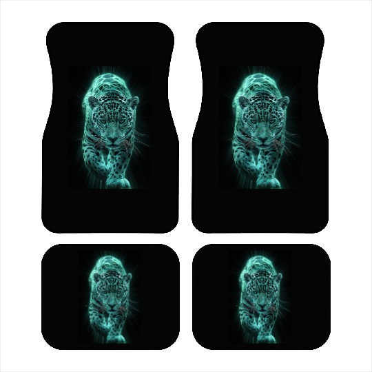Neon Jaguar in Motion Car Mats