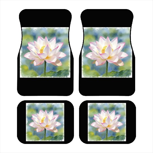 Serene Water Lily Floral Print Car Mats