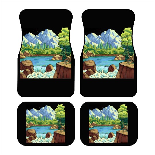 Serene Mountain River Landscape Car Mats