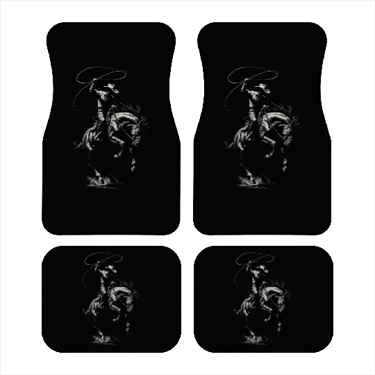 Rodeo Cowboy Dark Western Horse Car Mats