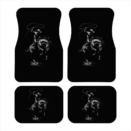 Rodeo Cowboy Dark Western Horse Car Mats