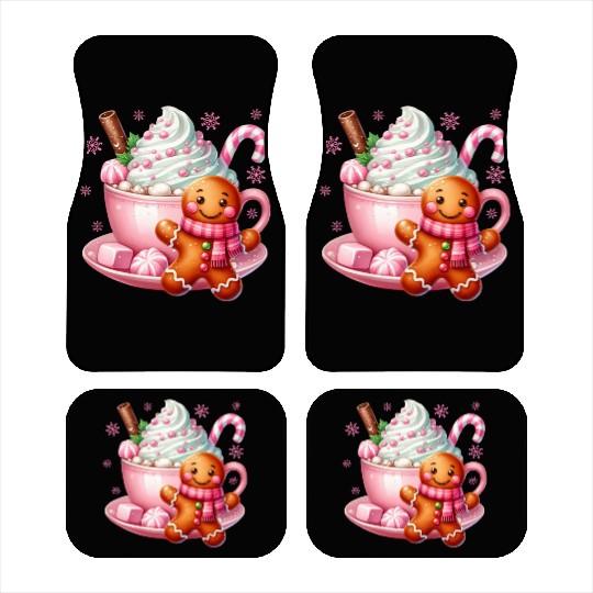 Whimsical Holiday Hot Chocolate Scene Car Mats