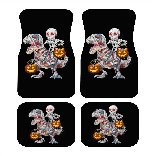 Skeleton Riding Zombie Mummy Dinosaur Halloween Car Mats