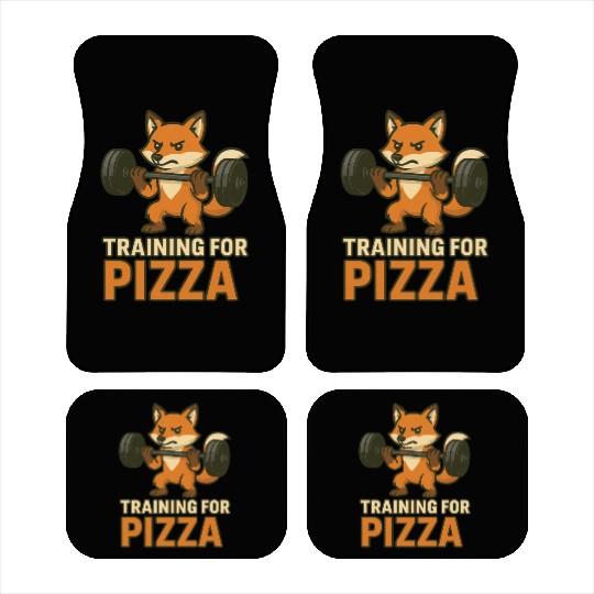 Funny Gym Car Mats Training for Pizza Workout Fox