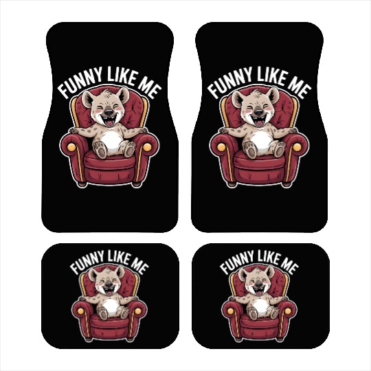 Funny Hyena Cub on Throne Car Mats