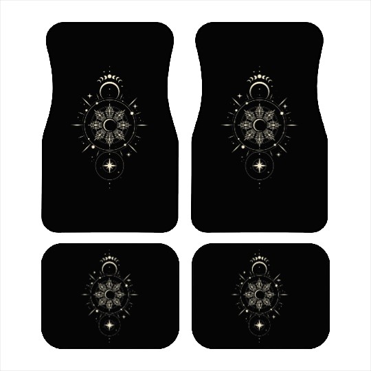 Celestial Mandala Sun and Moon Design Car Mats