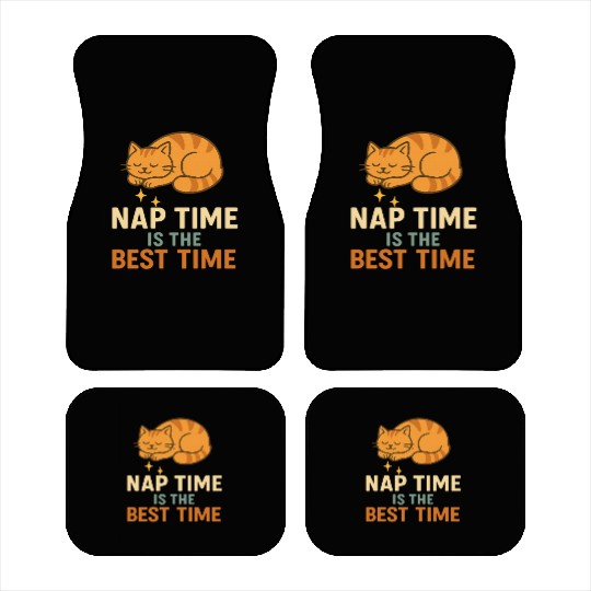 Cute Sleeping Cat Nap Time Design Car Mats