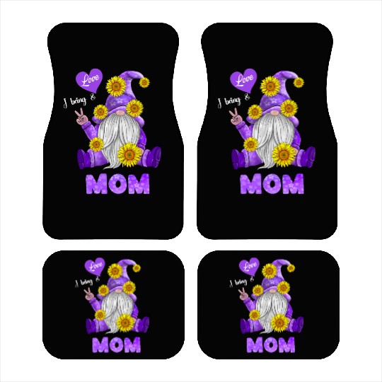 I Love Being A Mom - Purple Gnome Sunflower Peace Car Mats