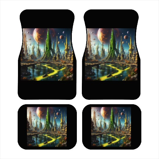 Alien World / Futuristic Sci-Fi Cityscape Car Mats