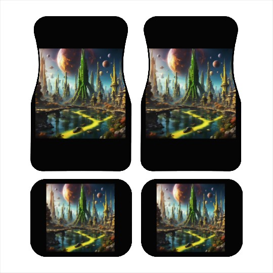 Alien World / Futuristic Sci-Fi Cityscape Car Mats