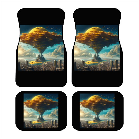Sci-Fi Alien City: Floating Planet Twilight Scene Car Mats