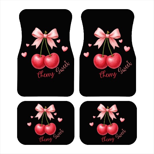 Cherry Heart Bow Design Car Mats