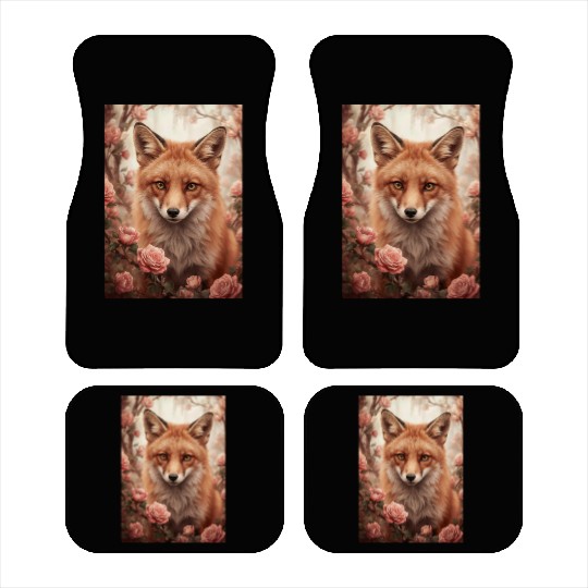 Red Fox Among Roses Car Mats