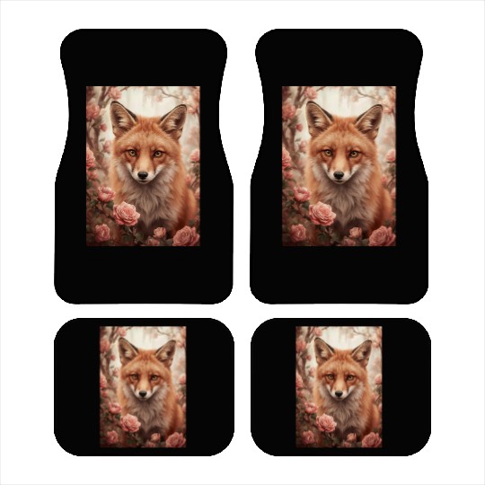 Red Fox Among Roses Car Mats