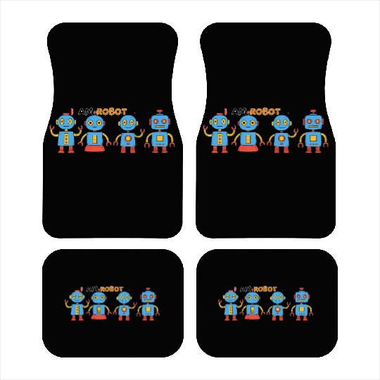 Playful Robot Illustration for Kids Car Mats