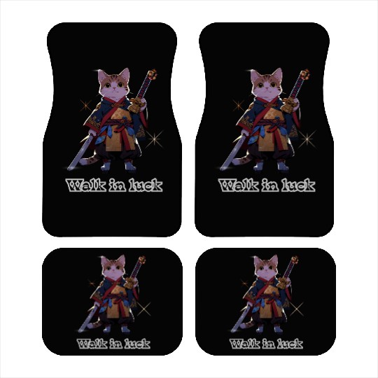Samurai Cat Illustration for Apparel Car Mats