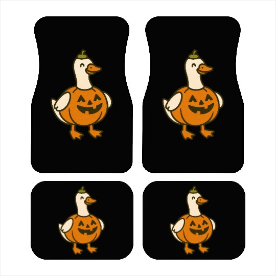 Spooky Halloween Duck in Pumpkin Costume Car Mats