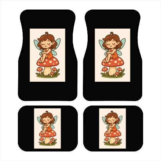 Whimsical Fairy Mushroom Scene Car Mats