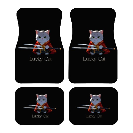 Mythic Warrior Cat with Swords Car Mats