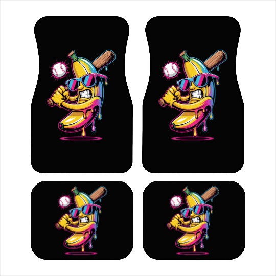 Funny Banana Swinging Baseball Humor Cartoon Drip Car Mats