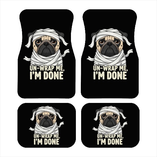 Funny Mummy Dog Illustration Car Mats