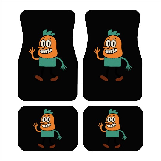 Whimsical Carrot Character Illustration Car Mats