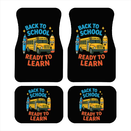 Back to School Bus Cartoon Design Car Mats