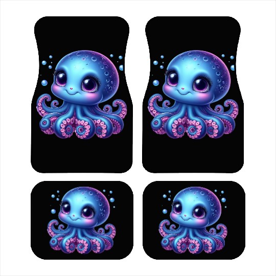 Colorful Cartoon Octopus Illustration Car Mats