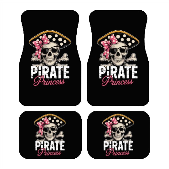 Pirate Princess Skull and Crossbones with Pink Bow Car Mats