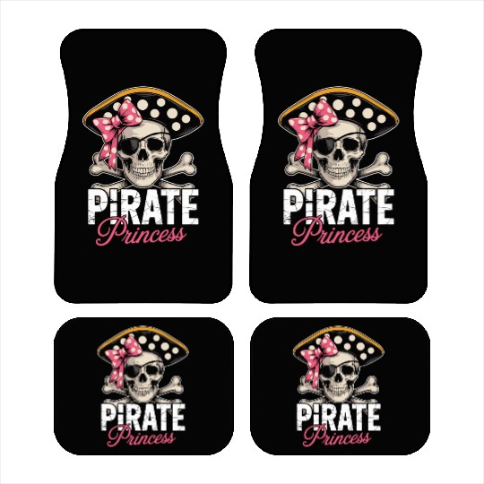 Pirate Princess Skull and Crossbones with Pink Bow Car Mats