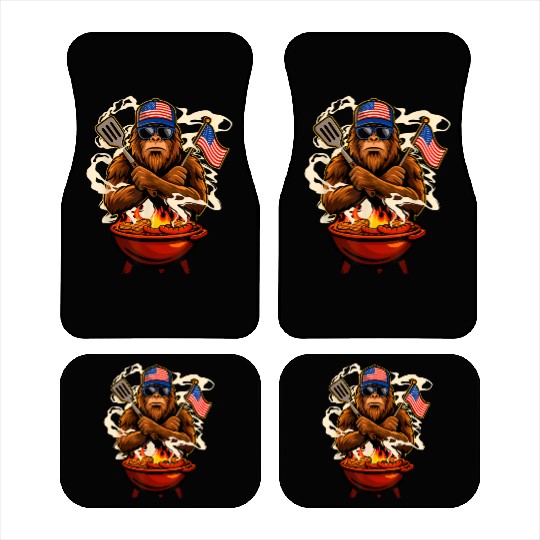 Patriotic BBQ Gorilla Illustration Car Mats