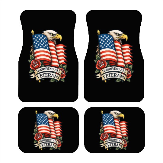 Veterans Flag and Eagle Tribute Design Car Mats