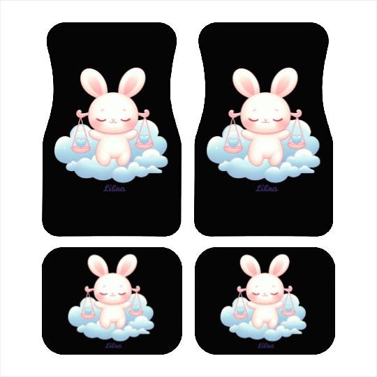 Sweet Bunny Libra Illustration Car Mats
