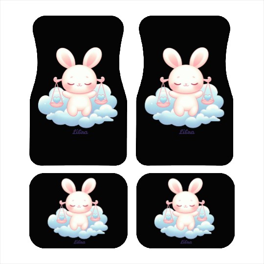 Sweet Bunny Libra Illustration Car Mats