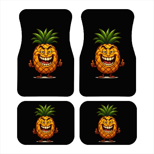 Confident Smiling Pineapple Cartoon Car Mats