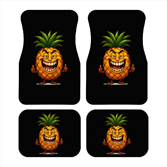 Confident Smiling Pineapple Cartoon Car Mats
