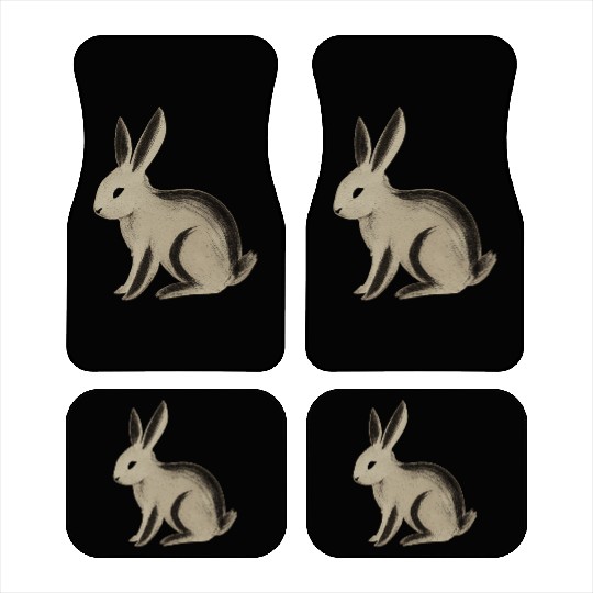 Stillness Before the Spring – Minimalist Rabbit Car Mats