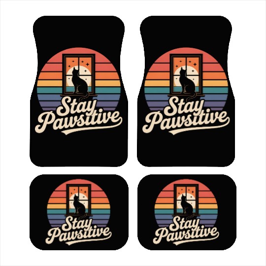 Stay Pawsitive Retro Cat Window Starry Night Car Mats