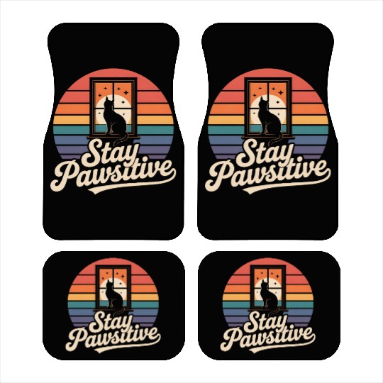 Stay Pawsitive Retro Cat Window Starry Night Car Mats