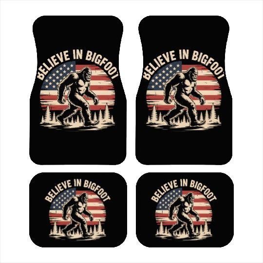 Believe in Bigfoot Patriotic Sasquatch Flag Design Car Mats